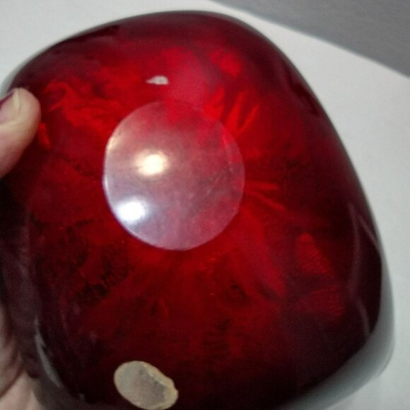 Vintage MCM Murano Red Glass Ashtray, AVEM Italy Tutti Frutti Dish, Italian Art - Picture 11 of 11